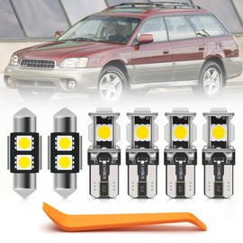 10pcs Interior LED Lights Bulb Kit for Subaru Outback 2000 2001 2002 2003 2004 2005 2006 2007 2008 2009 Map Dome Door Trunk License Plate Lights Interior Light Bulbs + Install Tool