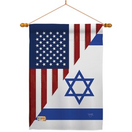 US Friendship Israel GF House Flag Dowel Set Regional USA American Alliance World Country Particular Area Small Decorative Gift Yard Banner Double-Sided Made in 28 X 40