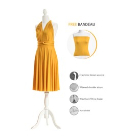 72styles Knee Length Short Infinity Dresses Bridesmaids Dresses Mustard Yellow Convertible Multiway Transformer Twist Wrap