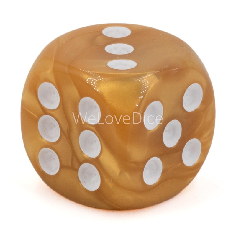 WeLoveBeads W6 Cube (16 mm) in Gold/White Dots - Made