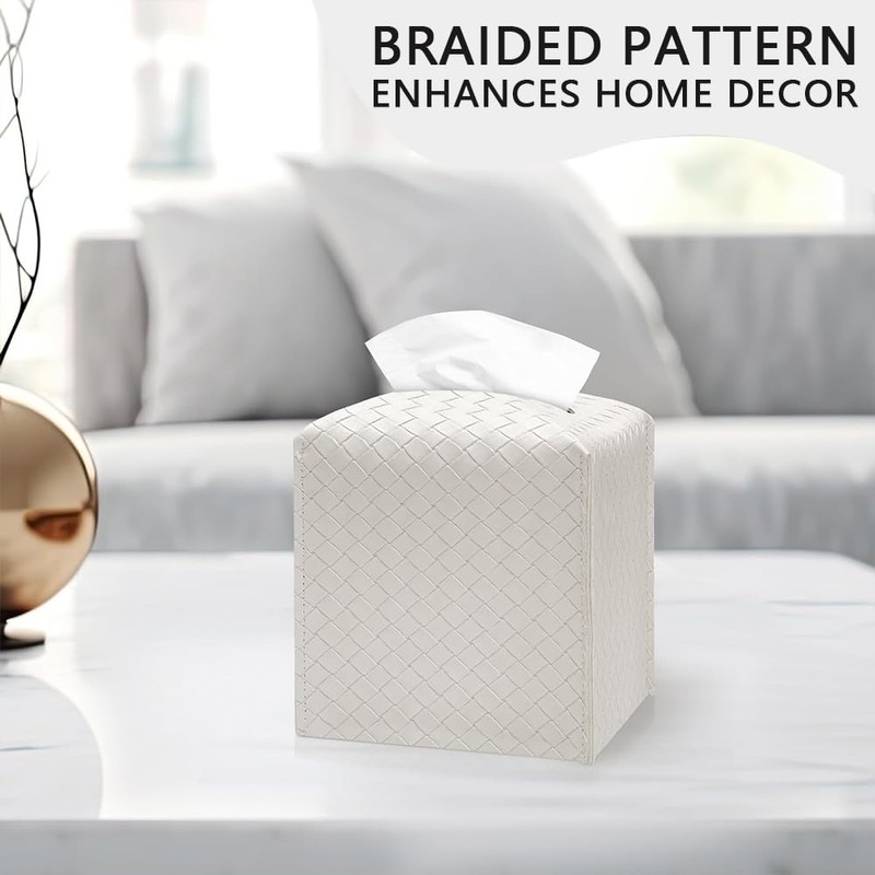 PU Leather Tissue Box Cover – Square Tissue Holder with