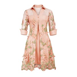 CHIC STAR Womens 3D Embroidery 2Pcs Dress 0X Pink