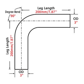 FGJQEFG 3 Inch 90 Degree DIY Custom Mandrel Exhaust Pipe Tube Pipe, T304 Stainless Steel, Universal Fit, 15.74 Inch End to End Length, 3'' OD Mandrel Bend Pipe 2PCS
