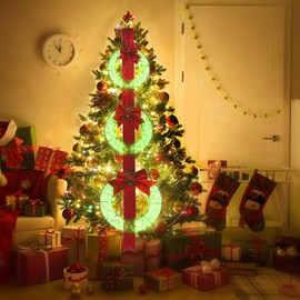 AWQM 61'' Christmas Wreath Decoration, 300 LED Holiday Decor for Home, Christmas Wreath with Lights, Decor Wreath Party Decor for Indoor/Outdoor Front Door Window Wall - Green Light