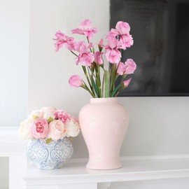 IPOPU Artificial Iris Flowers,5PCS Fake Pink Iris Flowers 31.1" Long Stem Silk Flowers for Table Wedding Office Home Decor(Pink)