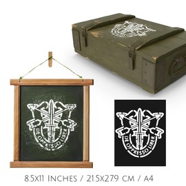 Army Special Forces Crest Military Stencil Template Reusable 8.5 x 11 Inches for Painting on Walls, Wood, Glass, Scarpbooking, Graffity, Arts and Crafts, DIY
