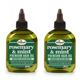 Difeel Aceite para el cabello premium de romero y menta con biotina 7.1 oz. (PAQUETE DE 2) - Hecho con aceite natural de menta y romero para el crecimiento del cabello