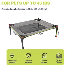 Elevated Dog Bed for Small Dogs, Sturdy Frame& Breathable Mesh for Indoor Outdoor Use，Cooling Dog Bed Frame with Breathable Mesh. (Small)