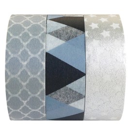 Wrapables Silver Lining Washi Masking Tape, Set of 3
