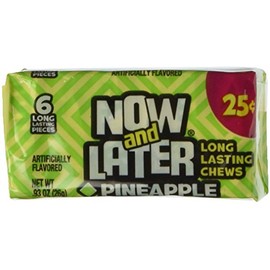Now and Later Pineapple Flavored Candy Twenty Four 6-piece .93 oz Bars by Farleys and Sathers [Foods]