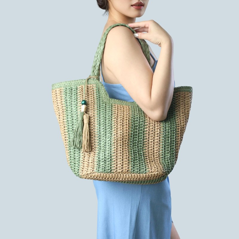 HuiYStar Large Straw Beach Bag for Women Summer Travel Braided