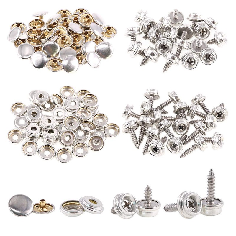 Rustark 120 Pcs Sliver Fastener Screw Snaps Boat Canvas Cover