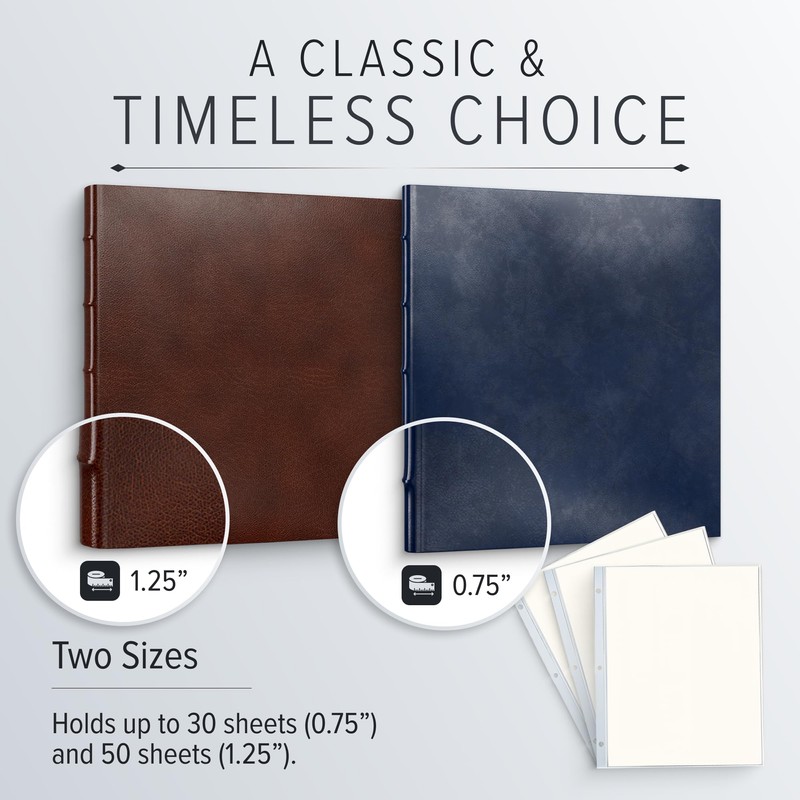 Gallery Leather Presentation Binder 3/4" With Hubbed Spine Freeport Black