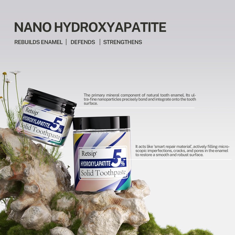 Retsip Toothpaste Tablets - 5% Nano Hydroxyapatite, Fluoride Free, Travel