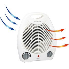 Vie Air Portable 2-Settings Fan Heater with Adjustable Thermostat, 1500W, White