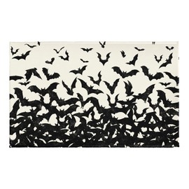 Halloween Black Bat Bath Mat 32x20 Inch Distressed Bat Silhouette Non Slip Absorbent Washable Bathroom Rug Spooky Halloween Shower Floor Mat for Kitchen Entryway Indoor
