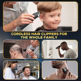 Professional Hair Clippers for Men Cordless Trimmers Kit with LED Display Electric Beard Trimmer for Kid Cordless Beards Trimmer Haircut Grooming Kit Gift for Men Women Barber Kids (Black)