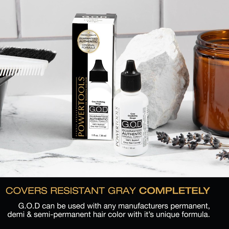 POWERTOOLS Gray Oxidizing Drops - Covers Resistant Gray Hair, Adds