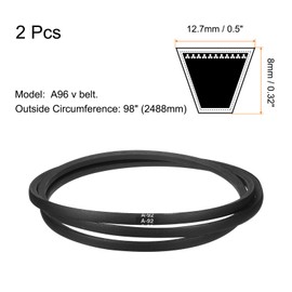 sourcing map 2pcs A96 or 4L980 Classic Wrapped Rubber V-Belt, 96"(2438mm) Inside Circumference, A Profile V Belt