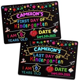 Lejapwat First and Last Day of School Chalkboard, Double Sided Chalkboard Sign, Reusable Back to School Sign for Preschool, Kindergarten, 1st Grades