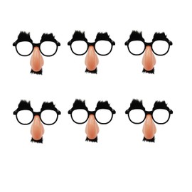VIGUEUR 6PCS Novelty Disguise Glasses Set, Big Nose Eyeglasses with Eyebrows and Mustache