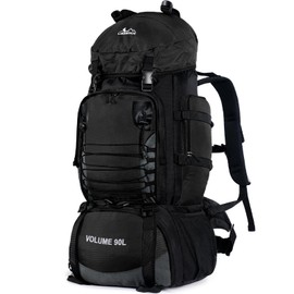 LibSkyln Hiking Backpack, 90L Camping Backpack, Water Resistant Lightweight Outdoor Sport Daypack, Travel Bag for Camping Climbing Touring (Black)