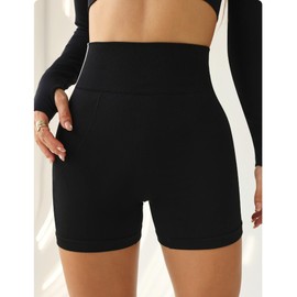 Tebeban Shorts Deportivos para Mujer (MX/US, Alfa, Chico, Regular, Regular, Negro -Tira)