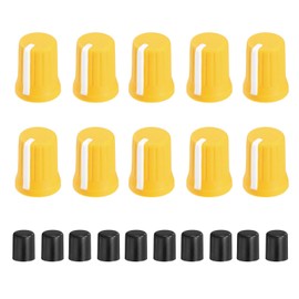 sourcing map 10pcs Potentiometer Knobs,D-Shaft Replacement Rubber Potentiometer Control Knob Replacement Push Rod Cap for DJ Controller Mixer Console Encoder Speaker(Yellow White)