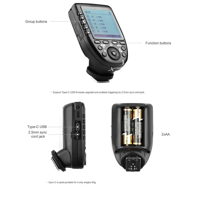 Godox Xpro C TTL Wireless Flash Trigger for Canon 1/8000s
