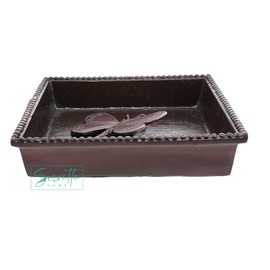 Servette Home Beaded Edge Metal Flat Napkin Box and Napkin Weight for Luncheon Napkins (Butterfly)