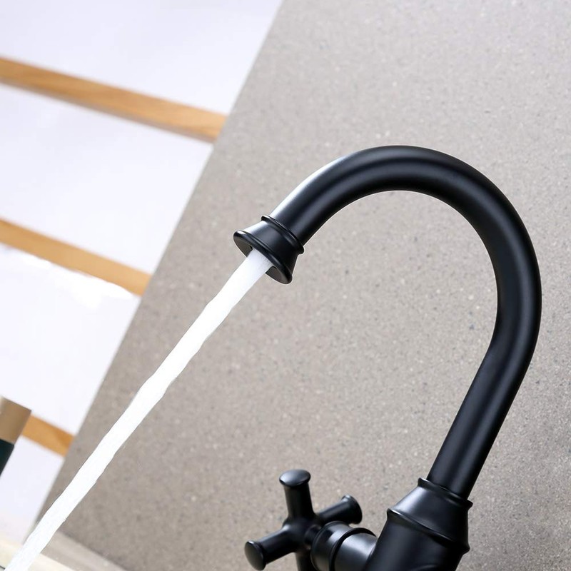 Derengge Matte Black Bathroom Sink Faucet,2 Handle Single Hole Vanity