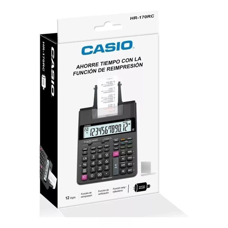 Casio Sumadora Casio Hr-170rc Escritorio Negra Mas Dos Rollos