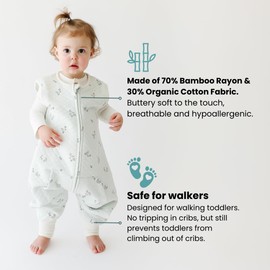 Tealbee Dreamsuit Toddler Sleep Sack with Feet – Walker Sleep Bag with Legs, Rayon made from Bamboo, Summer 0.8 TOG, 2-Way Zipper, 3T-4T - Croissant