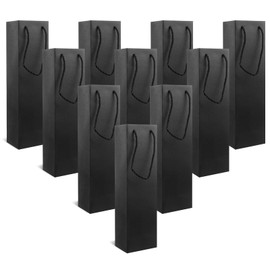 40 Pack Black Wine Gift Bag,Reusable Bottles Gift Bags Bulk Paper Bottle Bag with Handles Appreciation Gift Bags for Birthday Party Wedding Anniversary Celebrations