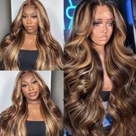 Valiilo Honey Blonde Ombre Lace Front Wigs Human Hair 13x4 Body Wave Lace Front Wig Human Hair Pre Plucked Glueless 4/27 Highlight Wig Human Hair for Women 26 Inch