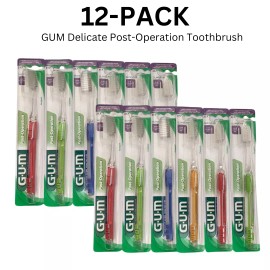 GUM 12-PACK GUM Delicate Post-Surgical Operation Toothbrush, Ultra Gentle Bristles