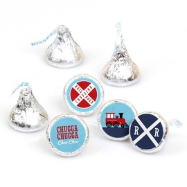 Railroad Party Crossing - Steam Train Birthday Party or Baby Shower Round Candy Sticker Favors - Labels Fit Chocolate Candy (1 Sheet of 108)