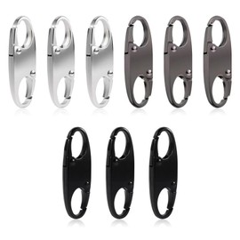 Zipper Clip Theft Deterrent 9Pcs Double Opening Zipper Pull Repair Replacements Black Silver Gray Zipper Purse Locks Zipper Tags Zipper Slider Metal Zipper for Travel Luggage Backpack Purse Closed