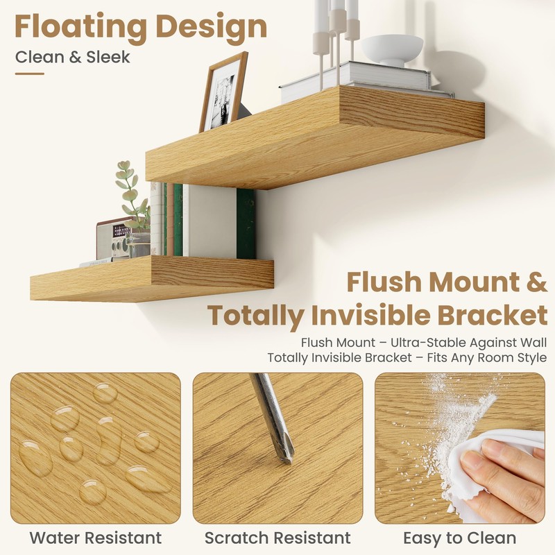 FLYJOE 24 Inch Long Floating Shelves for Wall Set of
