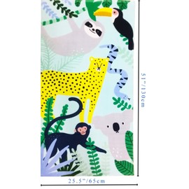 YIFONTIN Beach Towel for Kids Velour Terry Blanket Throw 100% Cotton 25.5X51 inches for Swimming Bath Travel Camping and Picnic, Animals Party.