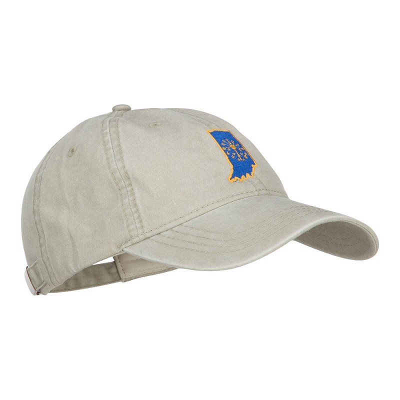 e4Hats.com Indiana State Flag Map Embroidered Washed Cap - Stone