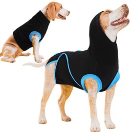 SAWMONG Recovery Suit for Dogs After Surgery, Hooded Dog Surgery Suit Substitute E-Collar & Cone for Spay, Comfortable Cotton Dog Onesie for Surgery Female Male, Neuter, Skin Disease Pet (XS, Black)