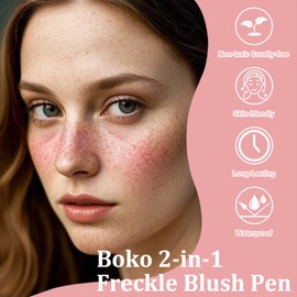 Boko 2Pcs Freckle Pen, 2 Colors 2 in 1 Freckle Blush Pen for Natural Lifelike Freckles Makeup, Waterproof Quick Dry Faux Fake Freckles Stamp Blush Liquid for Face Decoration Sunkissed Makeup