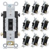 ELEGRP 4 Way Toggle Light Switch, 15 Amp, 120-277V, Toggle Framed AC Quiet Switch, in Wall On/Off Switch, Self-Grounding, Residential and Commercial Grade, UL Listed (10 Pack, Glossy Black)
