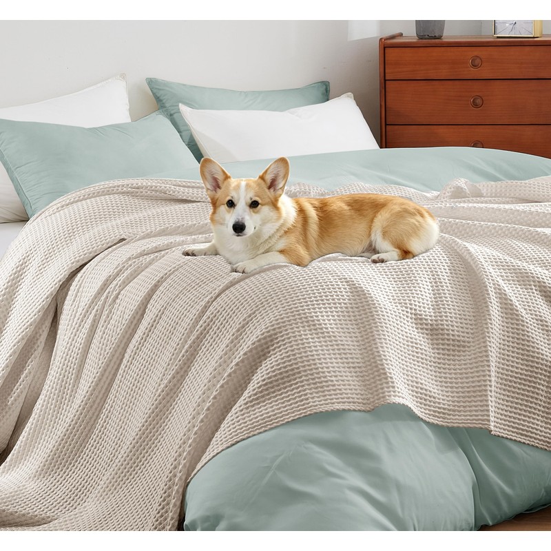 100% Egyptian Cotton Waffle Weave Blanket Full Size for Bed,
