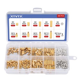 XTVTX 300 Pieces M2 Thread Brass Hexagonal Spacer Stainless Steel Male-Female Screw Nut Assortment Set Pillar Standoff Spacer for Motherboard