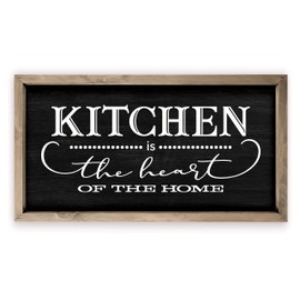 Kitchen The Heart Of The Home Framed Black Wood Rustic Style Wall Décor Sign 18x36