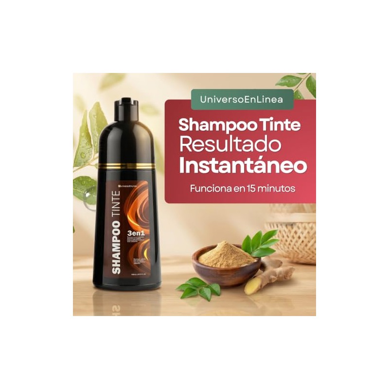 Shampoo con Tinte Instantáneo Cubre Canas Natural 500ml Ingredientes Naturales
