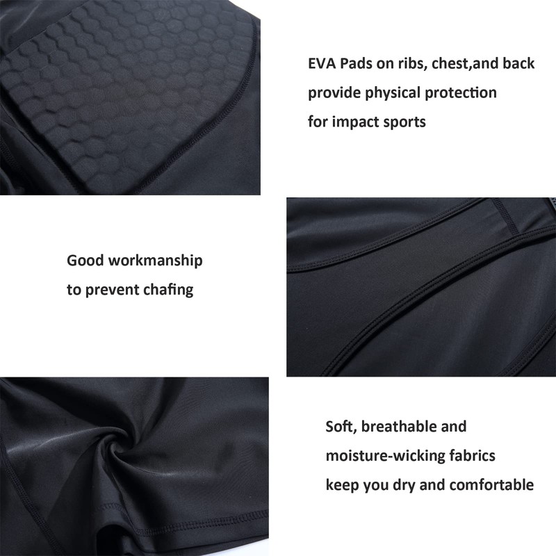 Men’s Padded Compression Shirt Sports Protective Vest Rash Guard Basketball