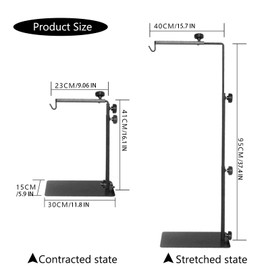 AMZTEMU Reptile Lamp Stand, Reptile Light Fixture, Reptile lamp Fixture, Adjustable 16-37 Inch Domes Heat Lamp Metal Bracket Floor Light Holder for Amphibians and Lizards, Turtles and Snakes